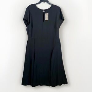 Lauren Ralph Lauren Black Short Sleeve Metal Plaque Keyhole Crew Neck Dress 16